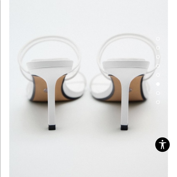 High heel white sandals with thin vinyl straps. Squared toe. Comfortable classy - Picture 5 of 7